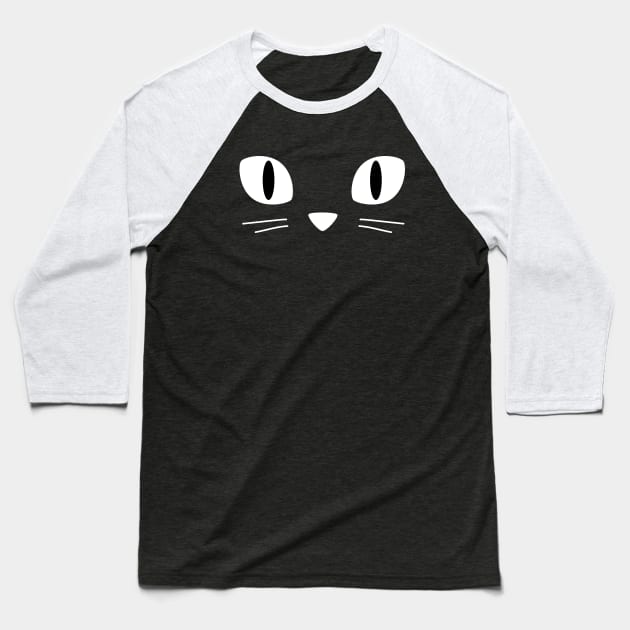 Cute Cat Face Baseball T-Shirt by Axiomfox